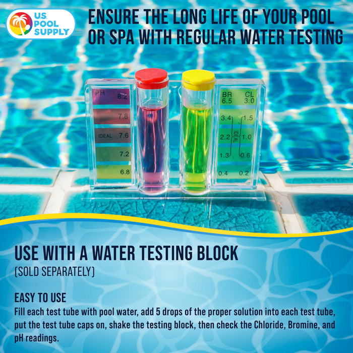 U.S. Pool Supply® Swimming Pool & Spa Test Kit Refill Solutions, Test Water for pH, Chlorine and Bromine