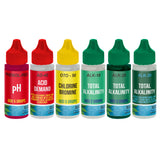 6 Bottle Refill Solution Pack for Premium 5-Way Swimming Pool & Spa Test Kit - pH Chlorine Bromine Alkalinity, Acid Demand Indicators