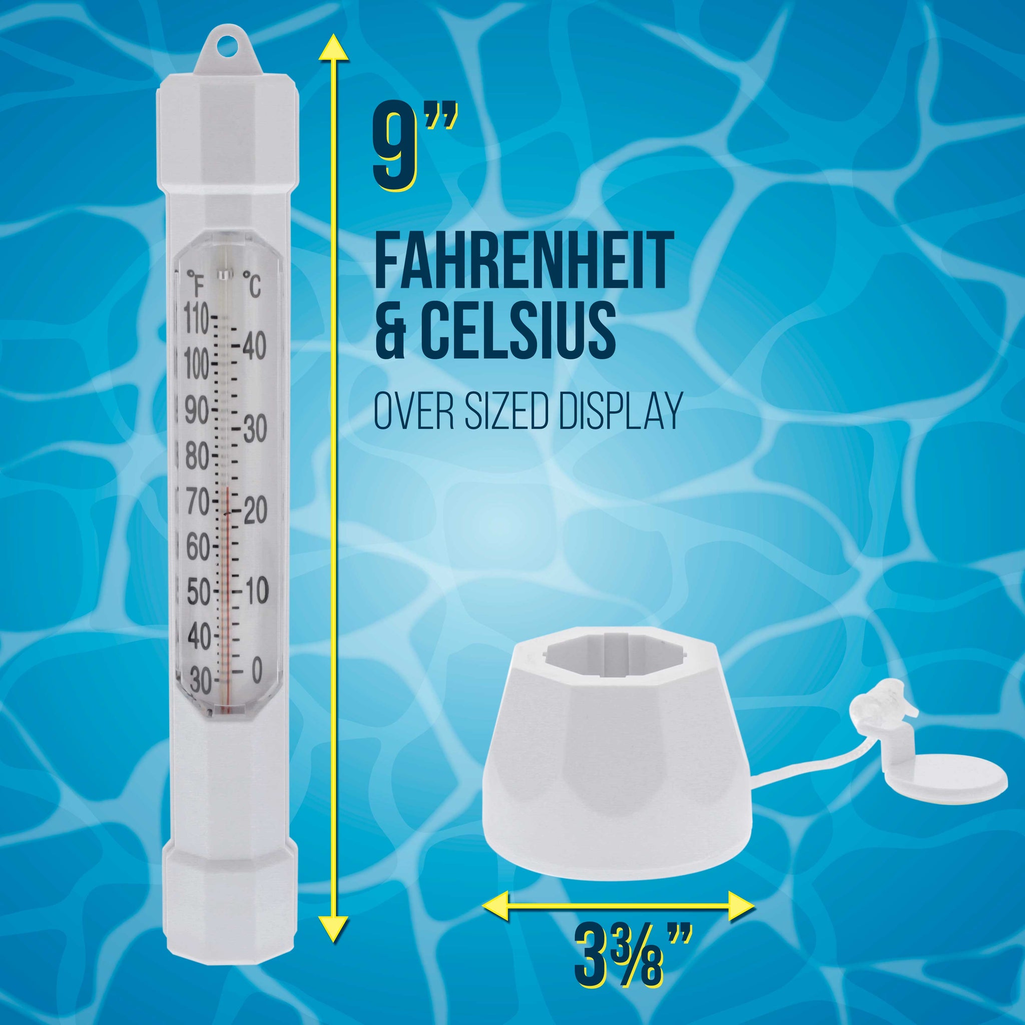 Floating Buoy Pool Thermometer with Jumbo Easy-To-Read Temperature Display