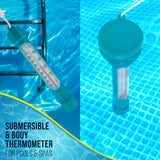 Floating Buoy Pool Thermometer with Jumbo Easy-To-Read Temperature Display, Teal Blue, Tether String - Up to 110° F, 40° C, Spa, Pond