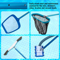 Professional 10-Foot Blue Anodized Aluminum Telescopic Swimming Pool Pole, Adjustable 3 Piece Expandable Step-Up, Attach Skimmer Nets