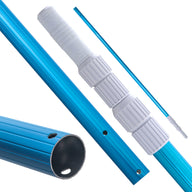12 Foot Blue Anodized Aluminum Telescopic Swimming Pool Pole, Adjustable 3 Piece Expandable Step-Up - Attach Connect Skimmer Nets, Rakes, Brushes