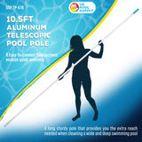10.5 Foot Aluminum Telescopic Swimming Pool Pole - 8 Adjustable Connecting Sections, Attach Skimmer Nets, Rakes, Brushes, Vacuum Head