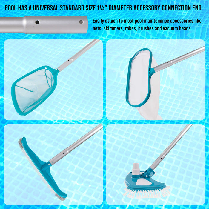 U.S. Pool Supply 10.5 Foot Aluminum Telescopic Swimming Pool Pole - 8 Adjustable Connecting Sections, Attach Skimmer Nets, Rakes, Brushes, Vacuum Head