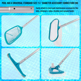10.5 Foot Aluminum Telescopic Swimming Pool Pole - 8 Adjustable Connecting Sections, Attach Skimmer Nets, Rakes, Brushes, Vacuum Head