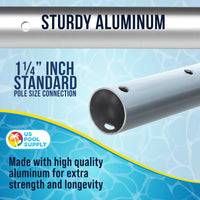 Professional 12-Foot Aluminum Telescopic Swimming Pool Pole, Adjustable 2 Piece Expandable Step-Up Length