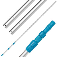 Professional 15-Foot Aluminum Telescopic Swimming Pool Pole, 3 Piece Expandable Step-Up Length - Attach Connect Skimmer Nets Rakes