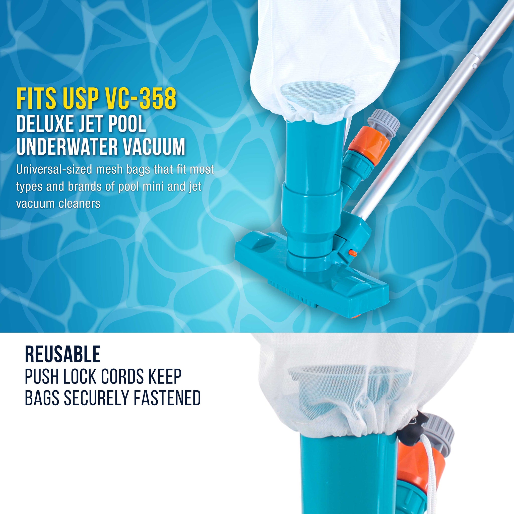 Replacement Pool Jet Vacuum Bag, 2 Pack - Universal Fit Leaf and Debris Collection Bags - Also Fits VC-358 Cleaner - Pool Maintenance