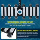 19" Manual Pool Vacuum Head for Inground Pools, Flexible, Extra-Wide, Weighted - Heavy-Duty, 10 Weights, 7 Lbs, Connect 1.5" Hose, Swivel Direction-Control Metal Pole Handle