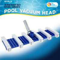 U.S. Pool Supply® 19" Heavy Duty Weighted Flexible Concrete Swimming Pool Vacuum Head, 1-1/2" Hose Connection and Aluminum Pole Handle - Remove Debris Clean Pool Floor