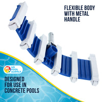 U.S. Pool Supply® 19" Heavy Duty Weighted Flexible Concrete Swimming Pool Vacuum Head, 1-1/2" Hose Connection and Aluminum Pole Handle - Remove Debris Clean Pool Floor