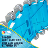 19" Heavy Duty Weighted Flexible Concrete Swimming Pool Vacuum Head with Side Brushes and Metal EZ Clip Handle - Professional Commercial Grade