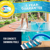 17.5" Heavy Duty Weighted Flexible Concrete Swimming Pool Vacuum Head with Side Brushes and EZ Clip Handle - Cleaning, Debris Removal