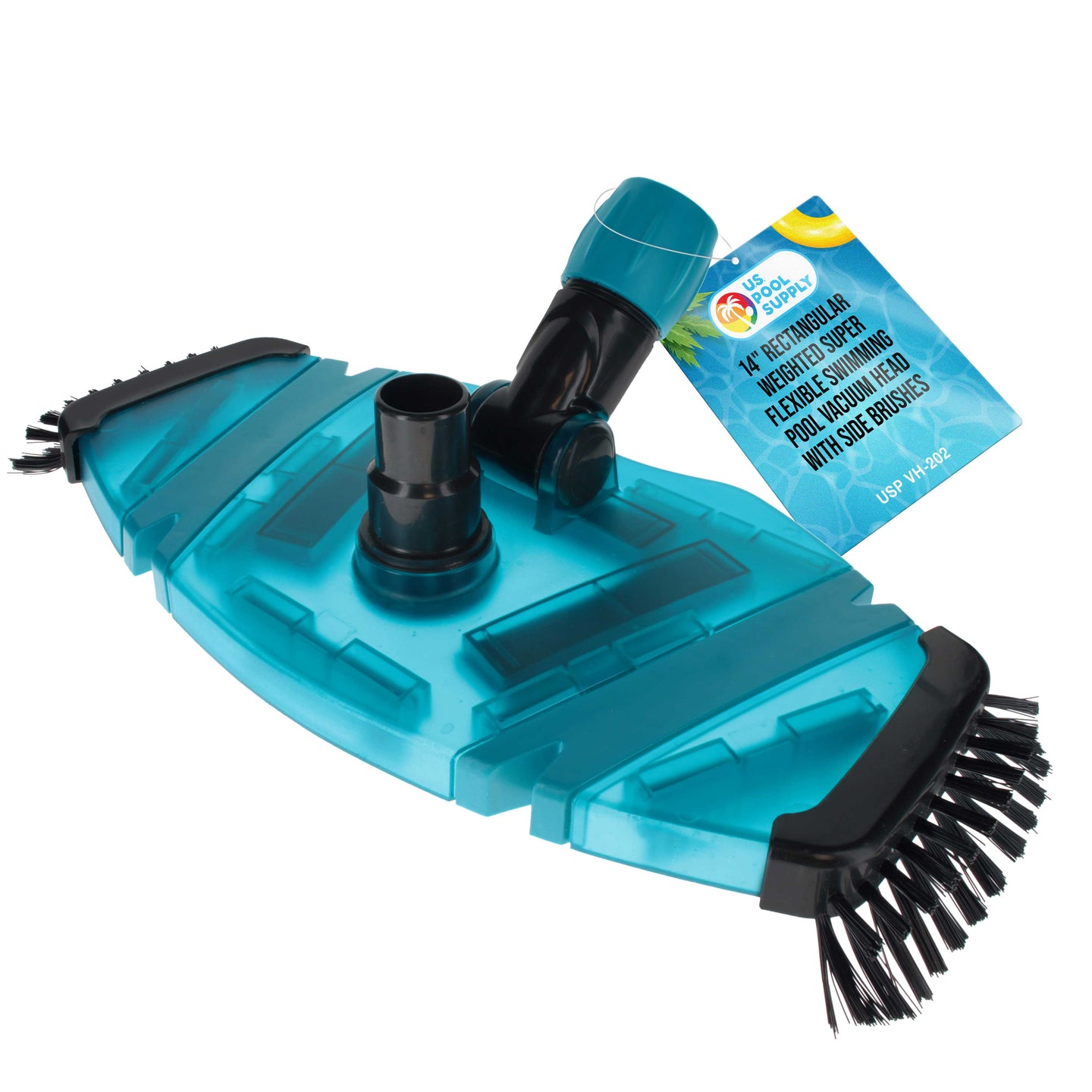 Professional 14" Rectangular Weighted Super Flexible Swimming Pool Vacuum Head with Side Brushes, Swivel Connection, Above & Inground