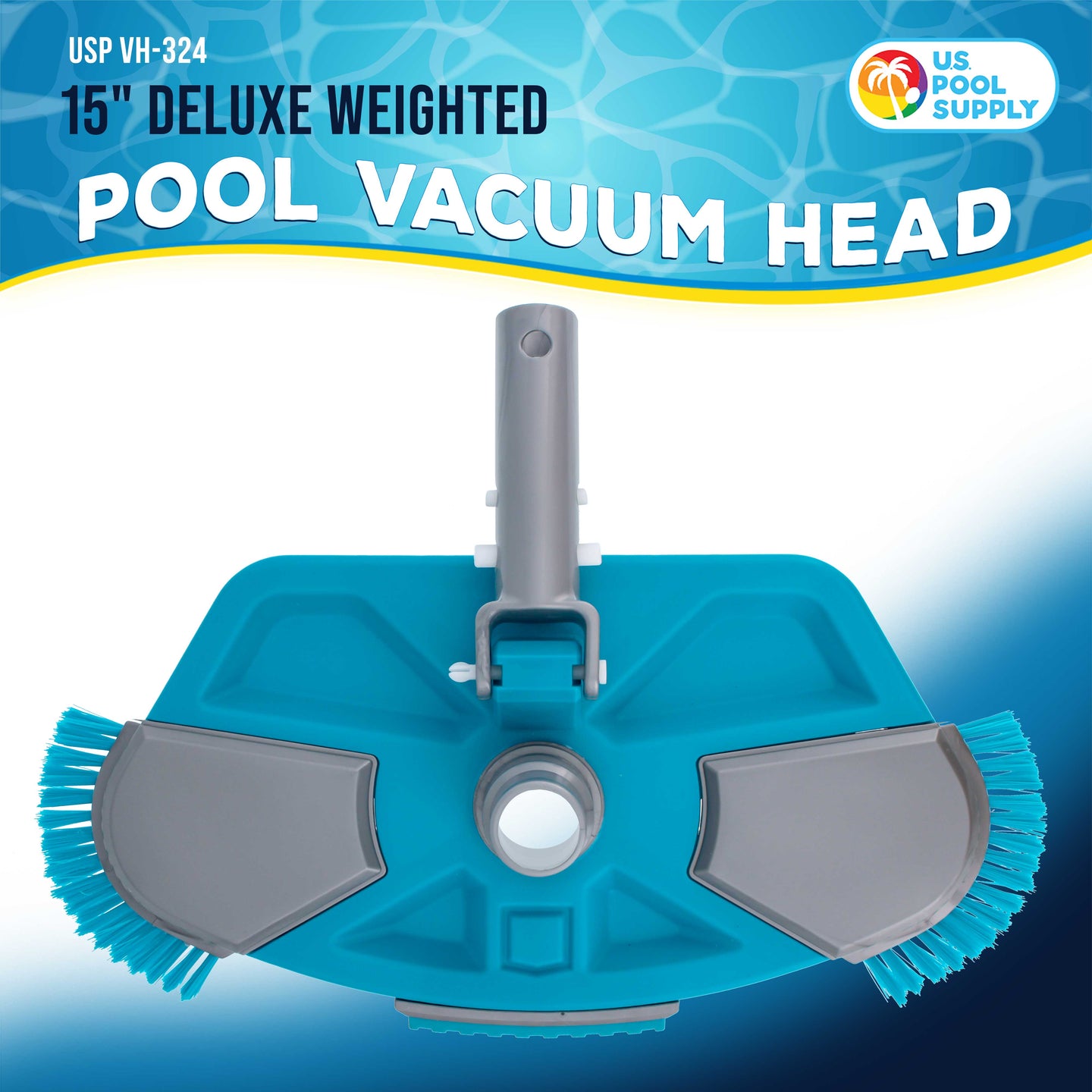 Deluxe Weighted Pool Vacuum Head with Side Brushes, Swivel Connection, EZ Clip Handle - For Above Ground & In-ground Swimming Pools