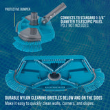Deluxe Weighted Pool Vacuum Head with Side Brushes, Swivel Connection, EZ Clip Handle - For Above Ground & In-ground Swimming Pools