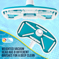 11" Weighted Butterfly Pool Vacuum Head with Swivel Hose Connection & EZ Clip Handle - Connect 1-1/4" or 1-1/2" Hose - Removes Debris, Cleans Floors