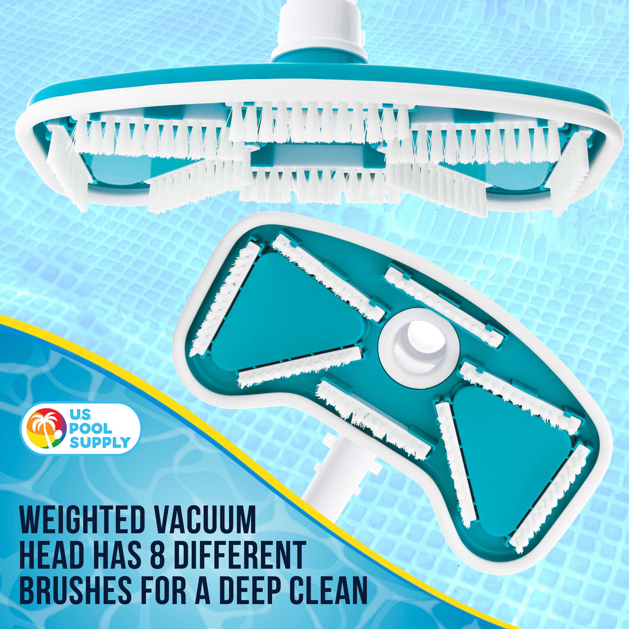 11" Weighted Butterfly Pool Vacuum Head with Swivel Hose Connection & EZ Clip Handle - Connect 1-1/4" or 1-1/2" Hose - Removes Debris, Cleans Floors