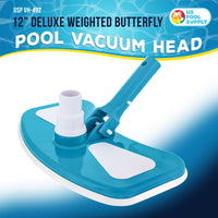 12" Deluxe Weighted Butterfly Pool Vacuum Head, Swivel Hose Connection - Clean Above Ground, In-Ground Pools, Spas – Vinyl Liner Safe