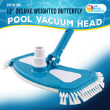 12" Deluxe Weighted Butterfly Pool Vacuum Head with Side Brushes, Swivel Hose Connection - Above & In-Ground Pools – Vinyl Liner Safe