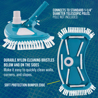 12" Deluxe Weighted Butterfly Pool Vacuum Head with Side Brushes, Swivel Hose Connection - Above & In-Ground Pools – Vinyl Liner Safe