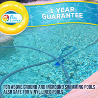 Weighted Pool Vacuum Head, Transparent Curved Half Moon Body - Swivel Connection, Pole Handle, Above Ground, Inground Swimming Pools