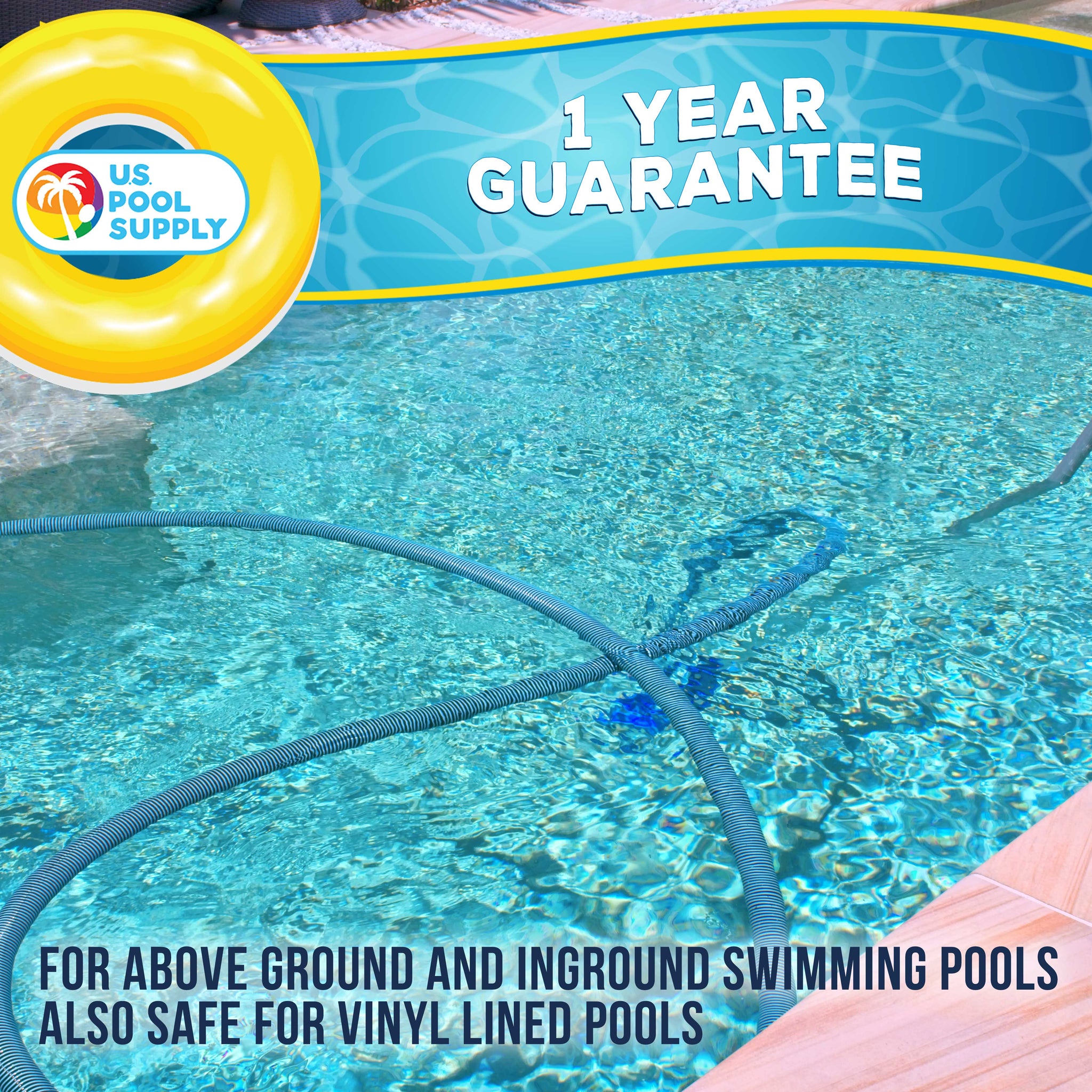Weighted Pool Vacuum Head, Transparent Curved Half Moon Body - Swivel Connection, Pole Handle, Above Ground, Inground Swimming Pools
