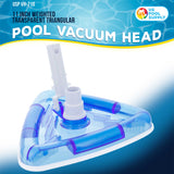 Weighted Transparent Triangular Pool Vacuum Head, Swivel Hose Connection & EZ Clip Handle, Connect 1-1/4" or 1-1/2" Hose, Remove Debris Clean Corners