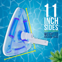 Weighted Transparent Triangular Pool Vacuum Head, Swivel Hose Connection & EZ Clip Handle, Connect 1-1/4" or 1-1/2" Hose, Remove Debris Clean Corners