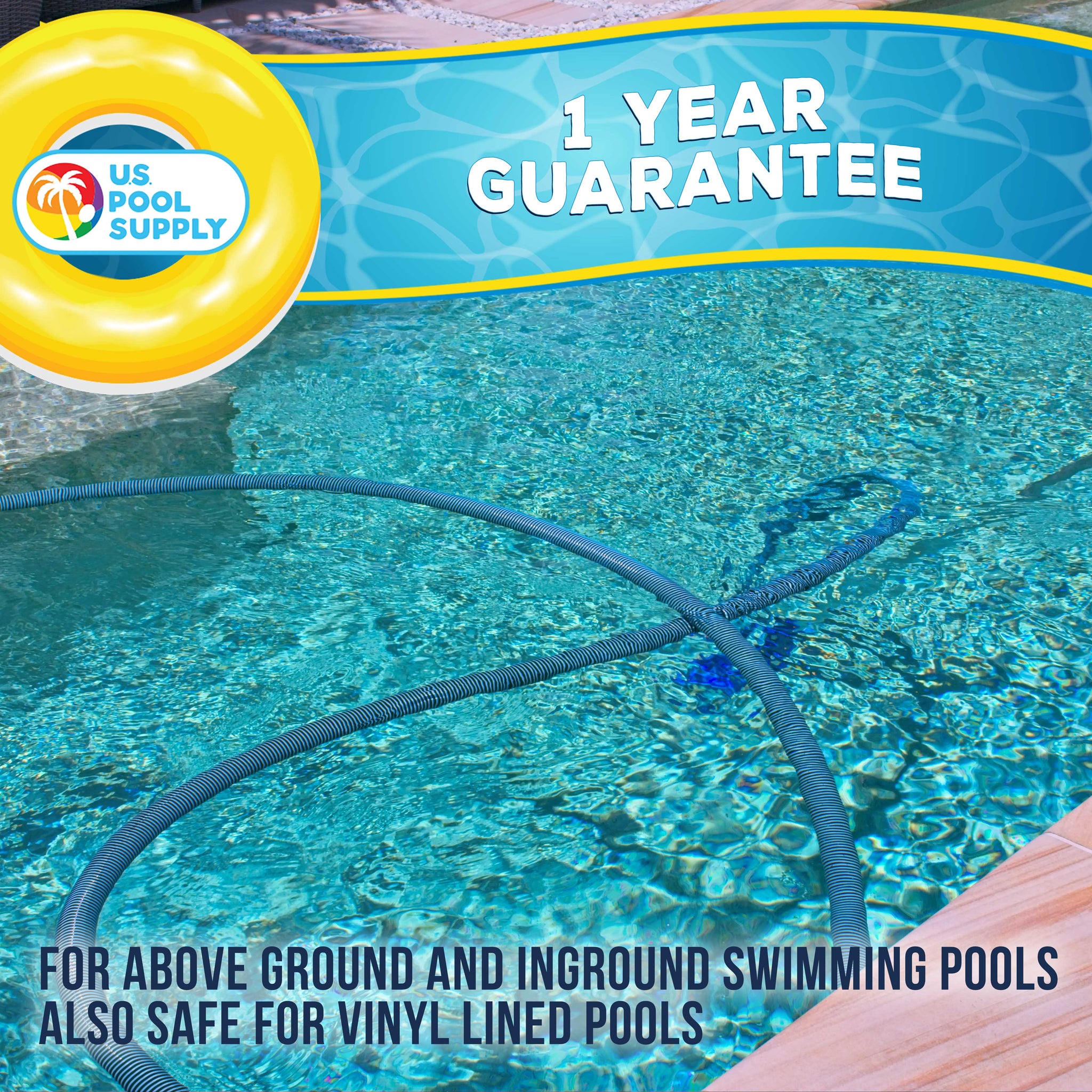 Weighted Half Moon Pool Vacuum Head - Swivel Hose Connection, Pole Handle - Above Ground, In-Ground Swimming Pools, Spas, Vinyl Liner