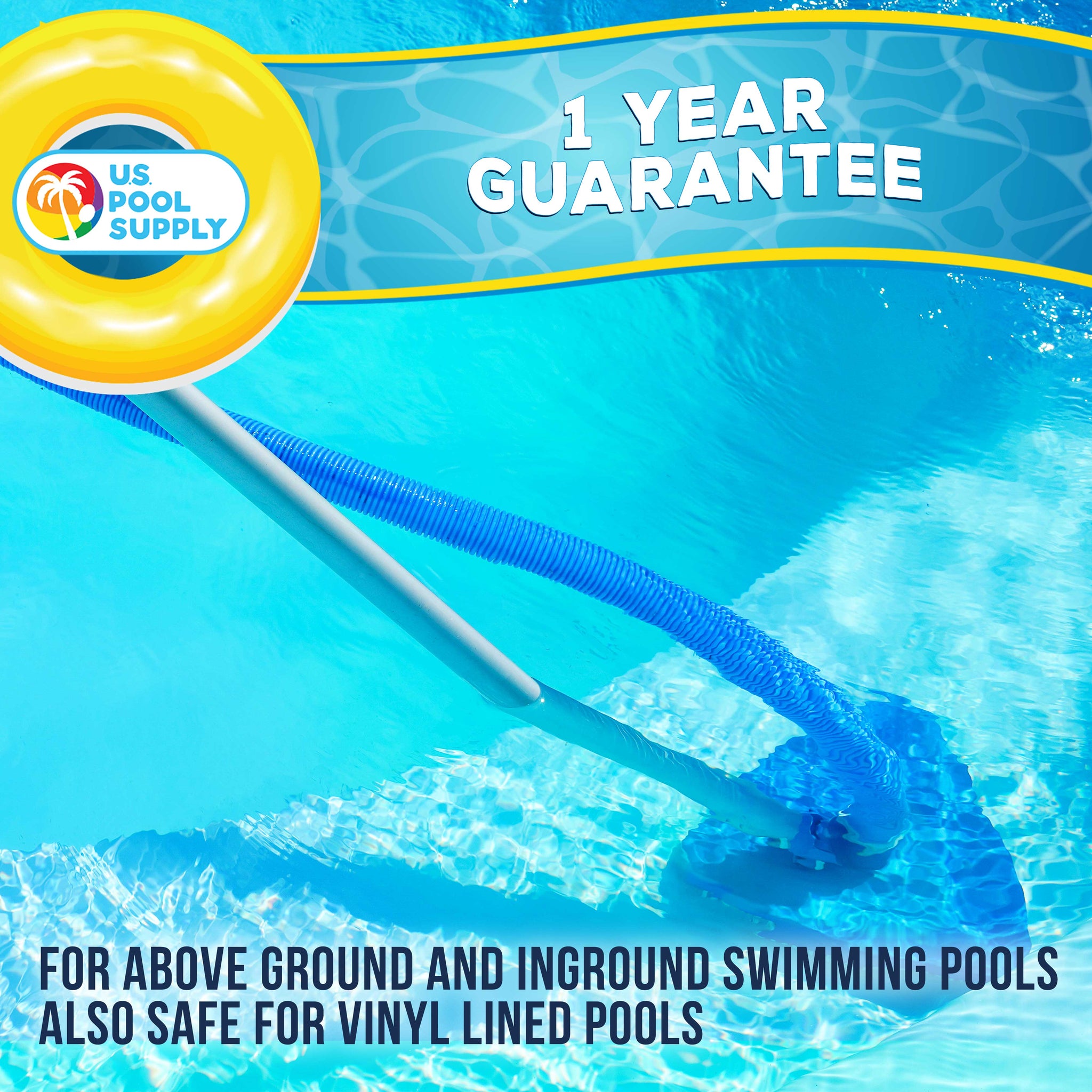 Weighted Triangular Pool Vacuum Head with Swivel Connection, Pole Handle, Protection Bumper, Above Ground & In-Ground Swimming Pools