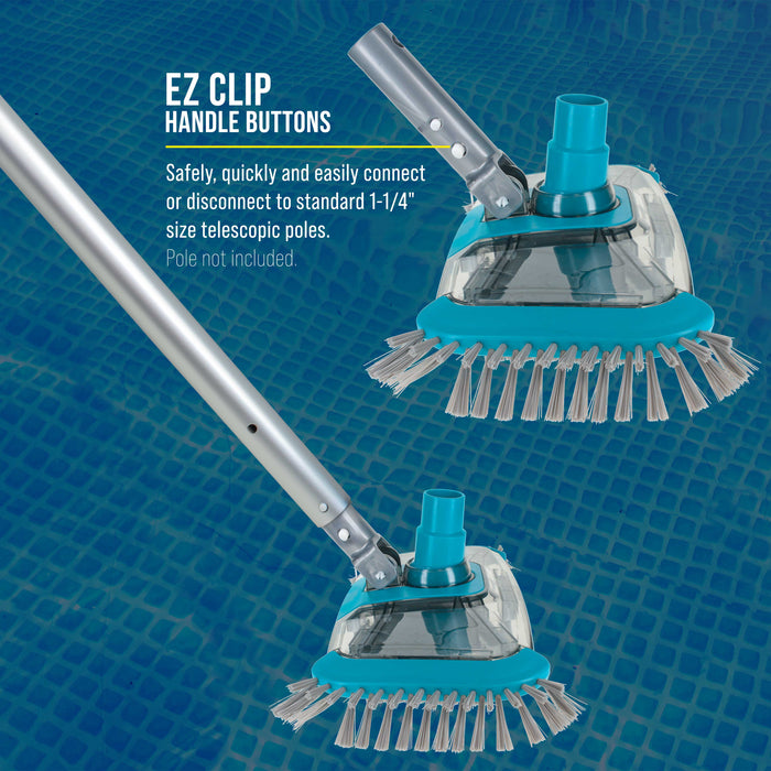 U.S. Pool Supply Premium Rectangular Weighted Pool Vacuum Head with Side Brushes, Swivel Connection, EZ Clip Handle - Above Ground & Inground Pools