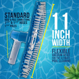 Flexible Triangular Pool Vacuum Head with Swivel Connection, Multi-Directional Fishtail EZ Clip Handle - Connects to 1-1/2", 1-1/4" Vacuum Hose, Poles