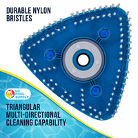 Flexible Triangular Pool Vacuum Head with Swivel Connection, Multi-Directional Fishtail EZ Clip Handle - Connects to 1-1/2", 1-1/4" Vacuum Hose, Poles