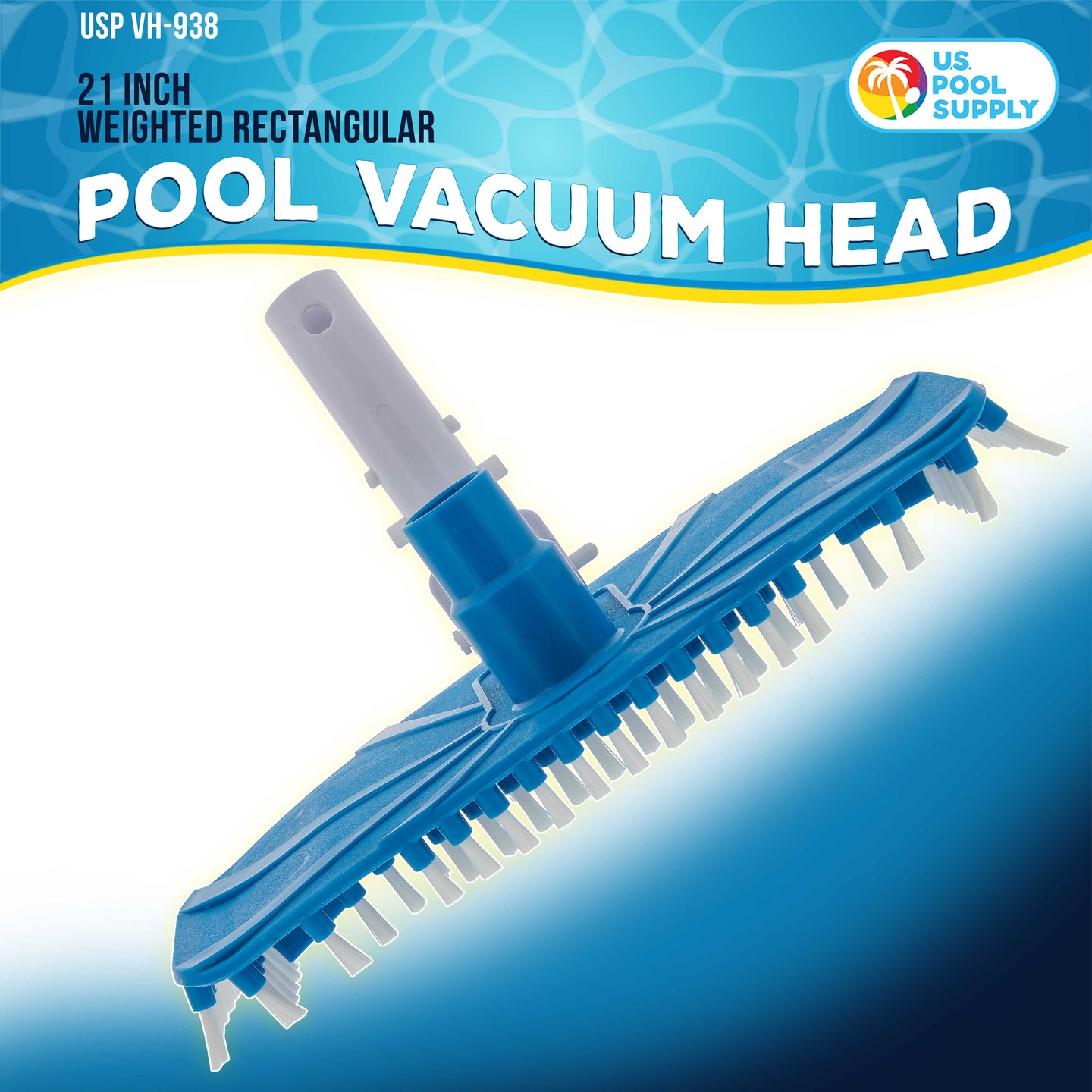 Flexible 12" Weighted Pool Vacuum Head with EZ Clip Handle - Connects to Standard 1-1/2" & 1-1/4" Vacuum Hose & 1-1/4" Poles