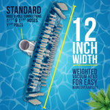 Flexible 12" Weighted Pool Vacuum Head with EZ Clip Handle - Connects to Standard 1-1/2" & 1-1/4" Vacuum Hose & 1-1/4" Poles
