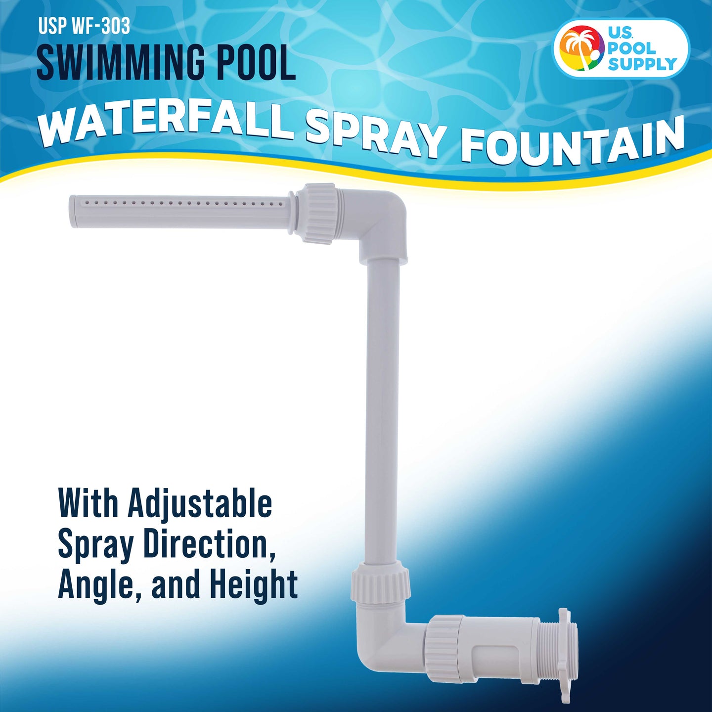 Swimming Pool Waterfall Spray Fountain - Adjustable Sprinkle Distance, Pool Spray Aerator Cools Water Temperature, In & Above-Ground