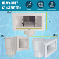 Wide Mouth Thru-Wall Above Ground Pool Skimmer Kit - ABS Construction, Complete Universal Set, Return Fitting, Vacuum Plate, Leaf Basket - Replacement Compatible with SP1091WM Skimmer