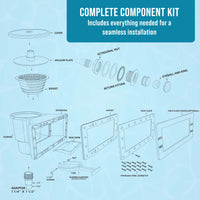 Wide Mouth Thru-Wall Above Ground Pool Skimmer Kit - ABS Construction, Complete Universal Set, Return Fitting, Vacuum Plate, Leaf Basket - Replacement Compatible with SP1091WM Skimmer
