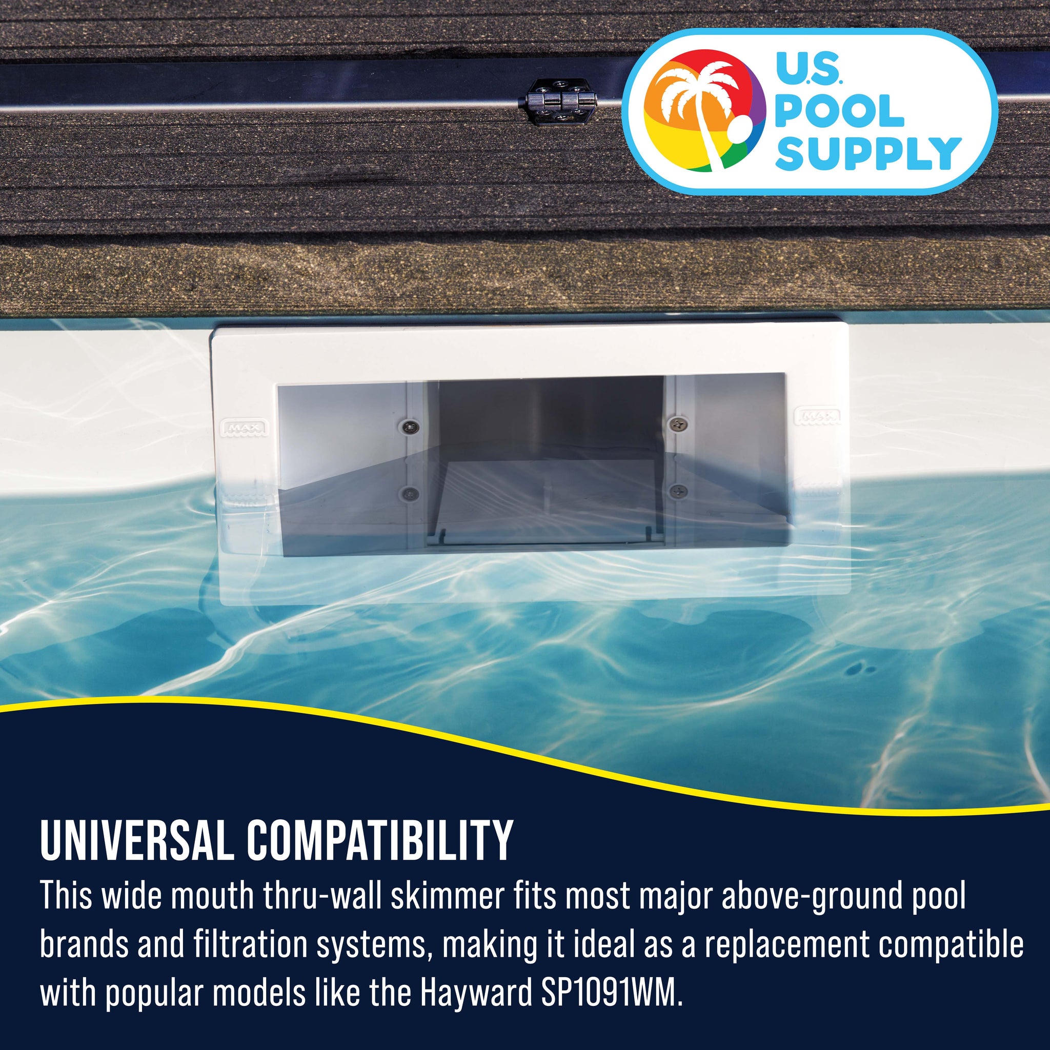 Wide Mouth Thru-Wall Above Ground Pool Skimmer Kit - ABS Construction, Complete Universal Set, Return Fitting, Vacuum Plate, Leaf Basket - Replacement Compatible with SP1091WM Skimmer