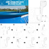 Premium Above Ground Pool Surface Skimmer, Wall Mount - Cleans Automatically, Attach to Inflatable Collars, Tubular Metal Frame Pools