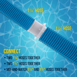 1-1/4" or 1-1/2" Hose Coupling Connector Adapter - Connect Swimming Pool Vacuum Hoses, Spa, Filter Pump Hoses, Repair Fitting