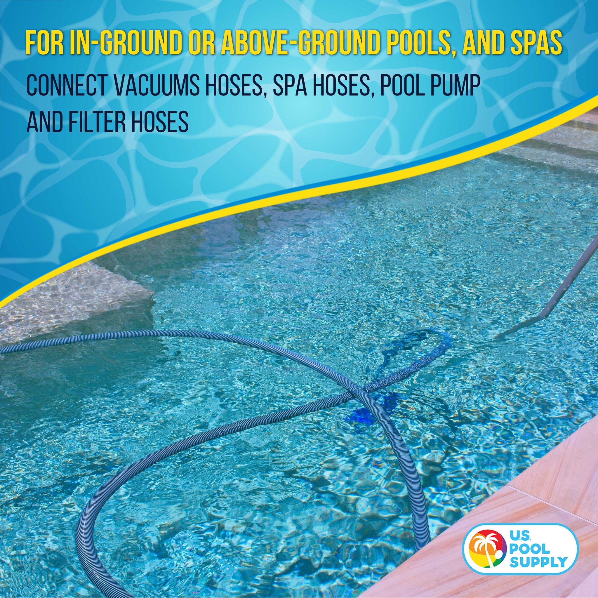 1-1/4" or 1-1/2" Hose Coupling Connector Adapter - Connect Swimming Pool Vacuum Hoses, Spa, Filter Pump Hoses, Repair Fitting